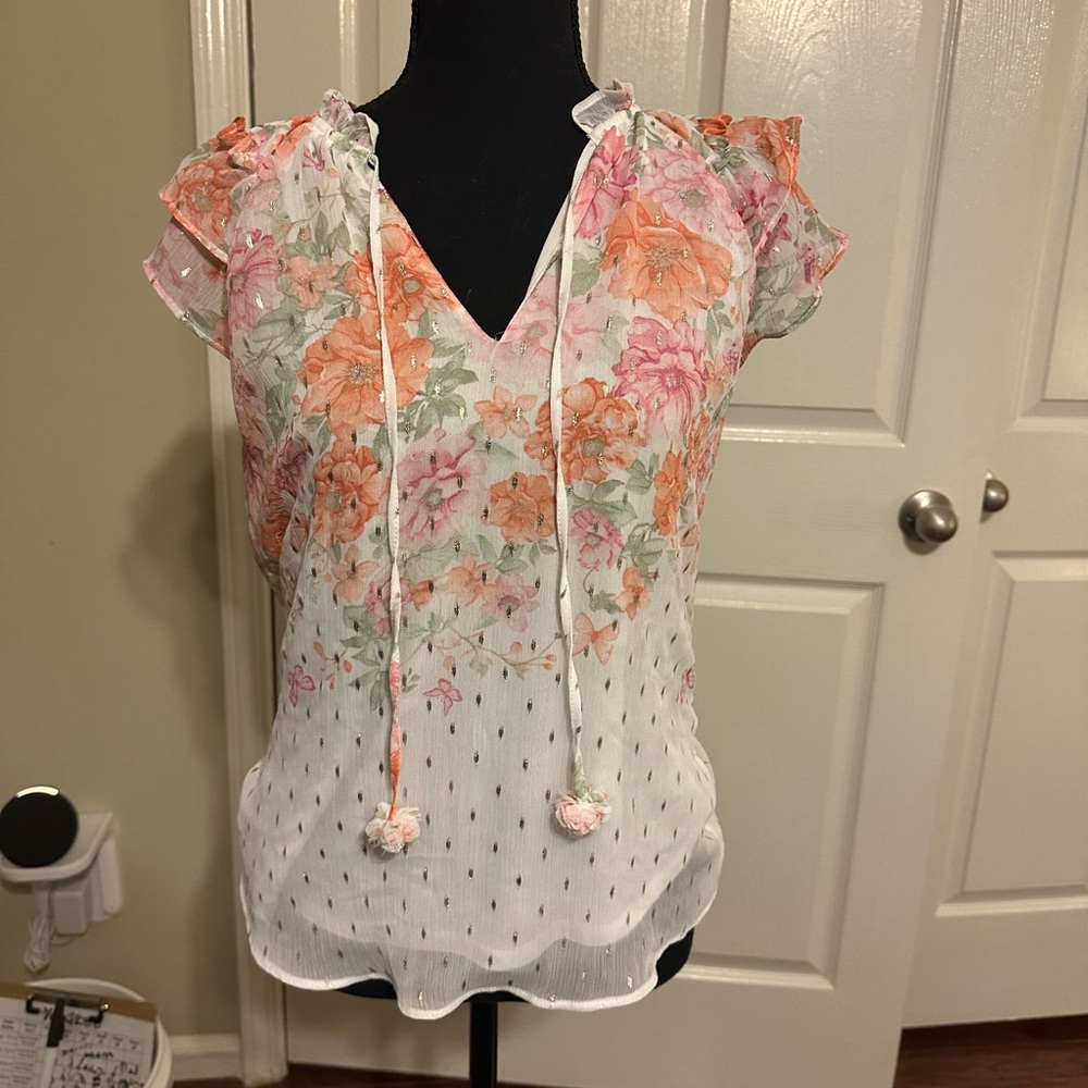 Chic Floral Tie-Front Blouse bin4